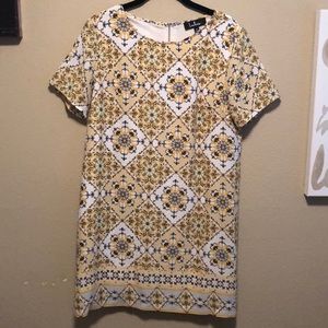 LULU’s yellow mosaic print mini dress